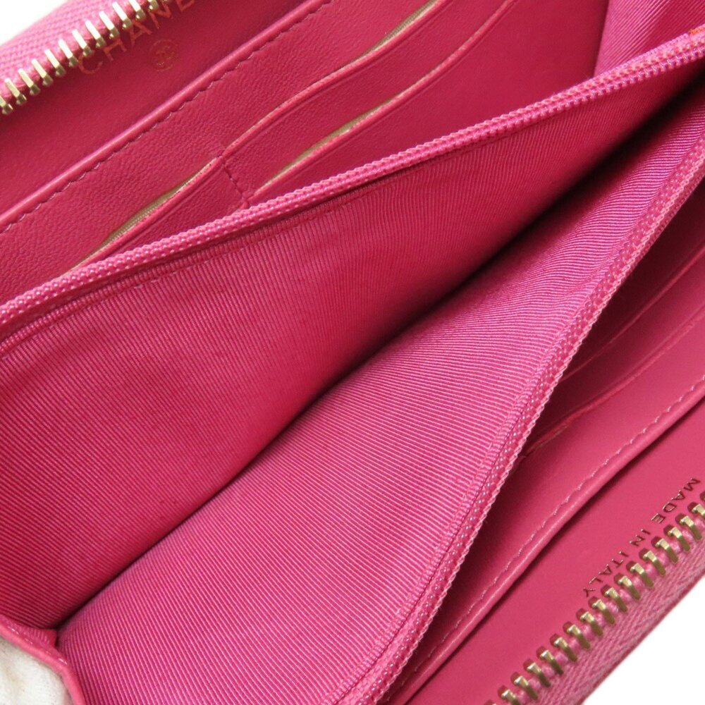 CHANEL Authentic Pink Lambskin Leather Logo Wallet - Picture 5 of 11